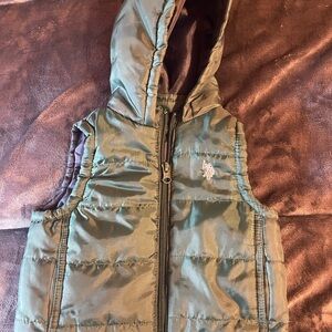 US Polo association Green Hooded Puffer Vest. 3-6 months